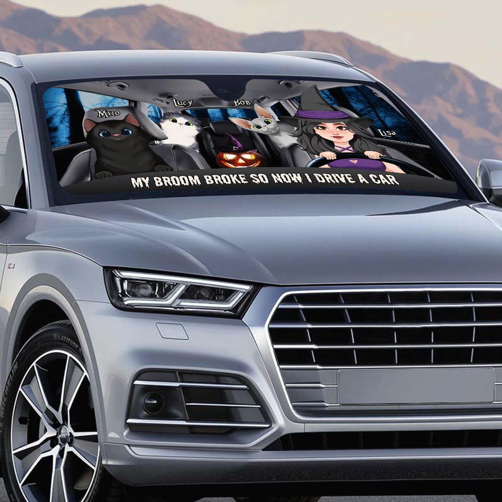 My Broom Broke - Personalized Witch Car Sunshade