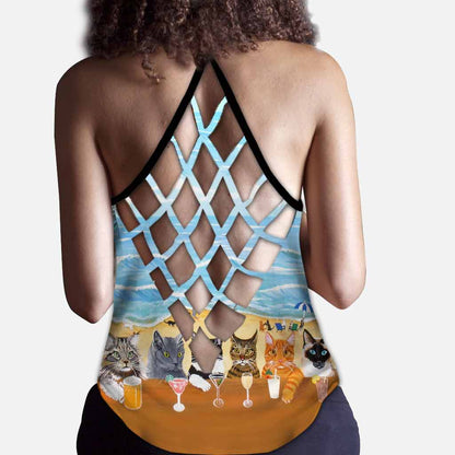 Summer On The Beach - Cat Cross Tank Top