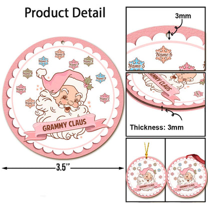 Grammy Claus Lil' Snowflakes - Personalized Christmas Ornament (Printed On Both Sides)