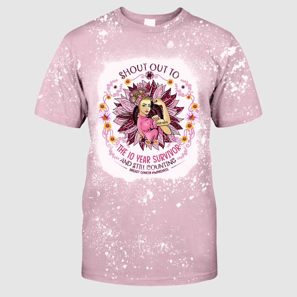 Shout Out To The Survivor - Personalized Breast Cancer Awareness Handmade Bleached Shirts
