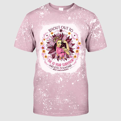 Shout Out To The Survivor - Personalized Breast Cancer Awareness Handmade Bleached Shirts