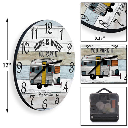 Home Is Where You Park It - Personalized Camping Wall Clock