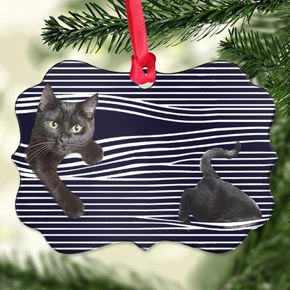 Black Cat Hiding - Cat Ornament (Printed On Both Sides) 1022