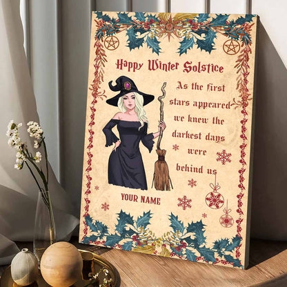 Happy Winter Solstice - Personalized Christmas Witch Canvas And Poster