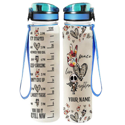 Peace Love Nightmare - Personalized Nightmare Water Tracker Bottle