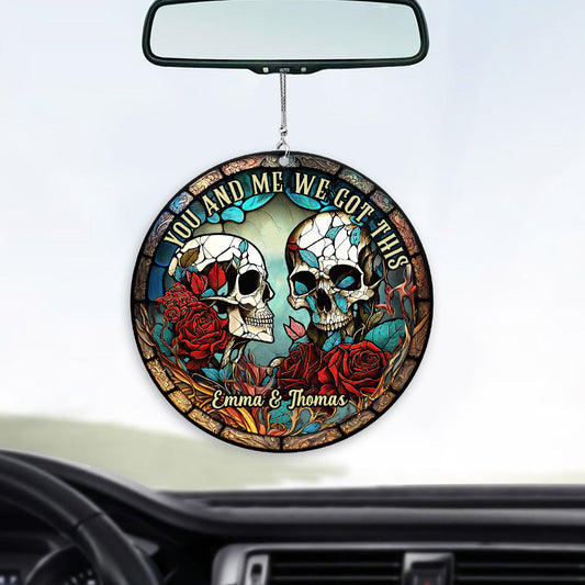 Skull Couple - Personalized Skull Car Ornament
