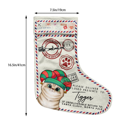 North Pole Express Santa Delivery - Personalized Cat Christmas Stockings