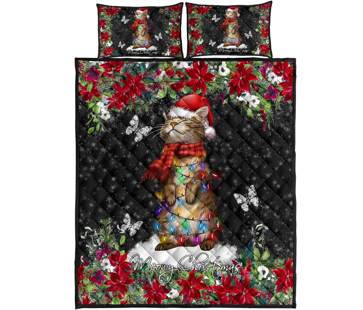 Meowy Christmas Cat  Quilt Set 0622