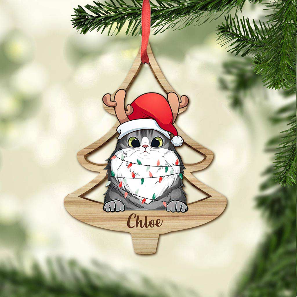 Lovely Cat Christmas Tree - Personalized Christmas Cat Ornament