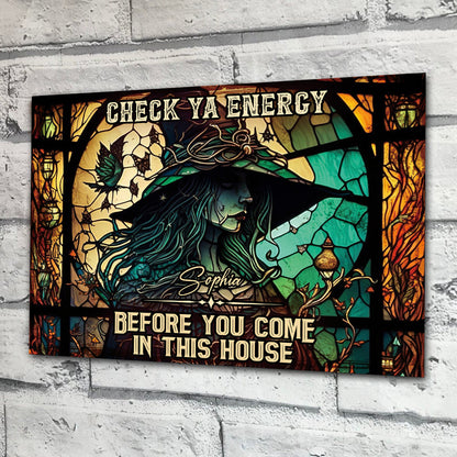 Check Ya Energy - Personalized Witch Rectangle Metal Sign