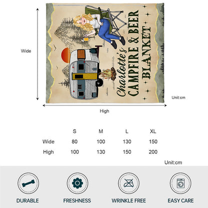 Campfire And Coffee - Personalized Camping Blanket