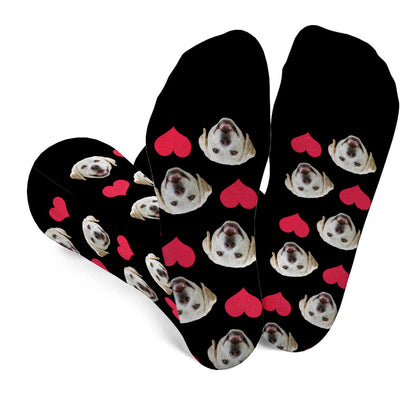 Custom Face Heart Pattern - Personalized Dog Socks