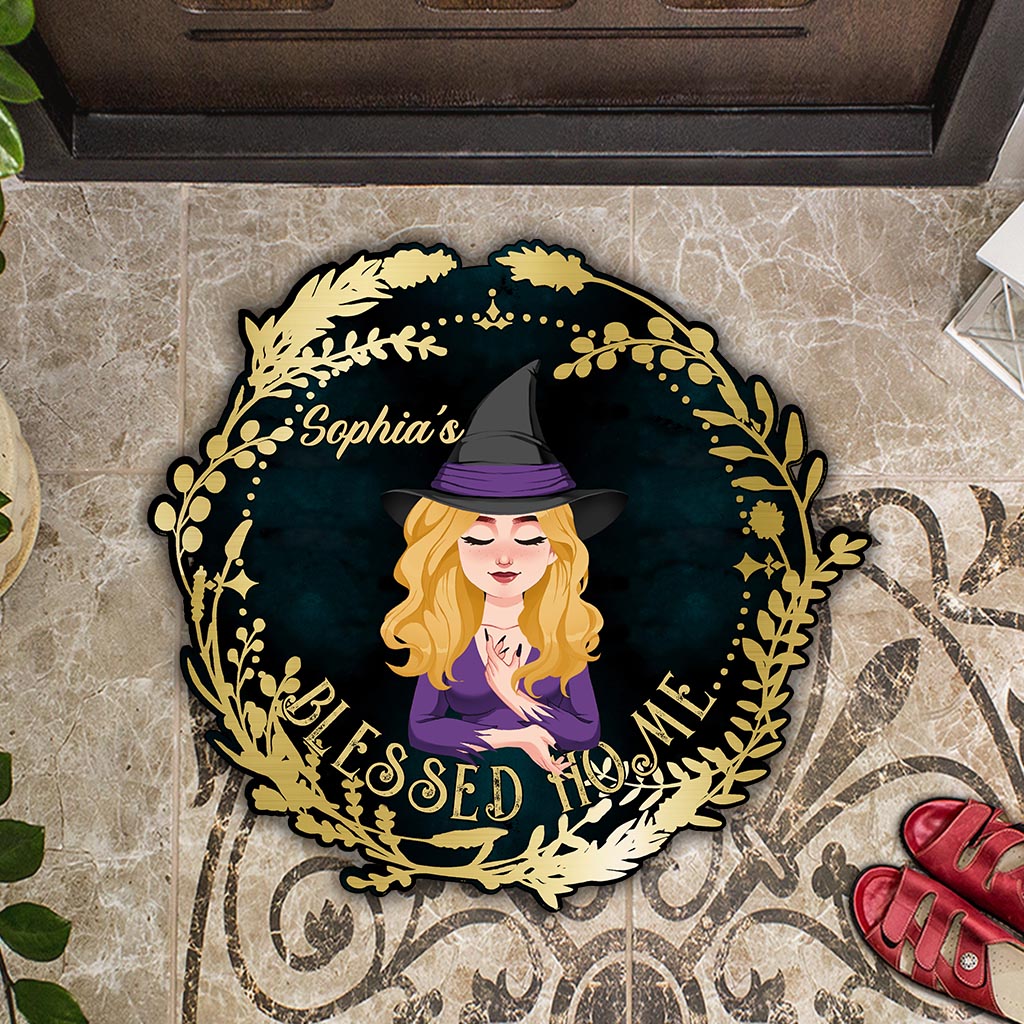 Blessed Home - Personalized Witch Shaped Doormat