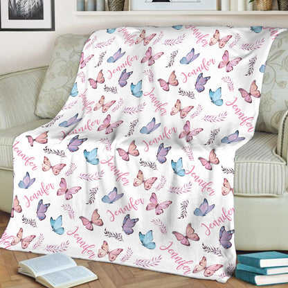 Butterfly Custom Name - Personalized Bestie Blanket