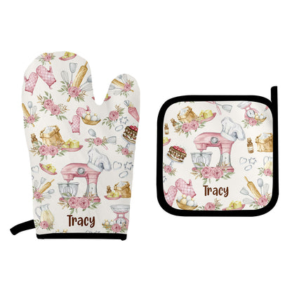 Baking Is My Therapy - Personalized Baking Oven Mitts & Pot Holder Set