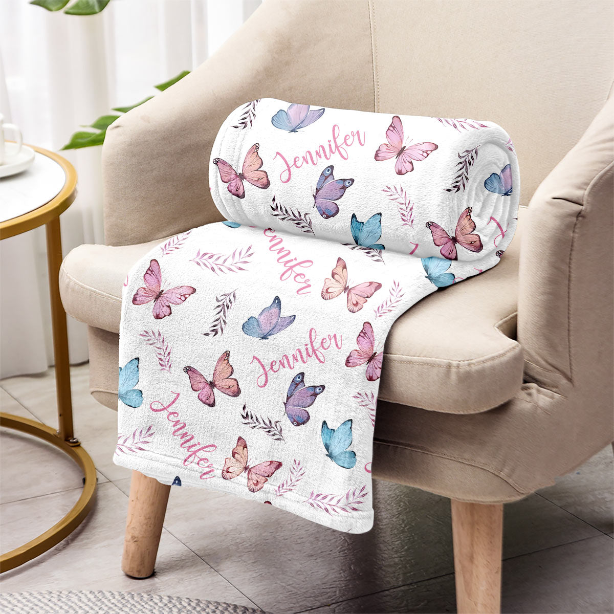 Butterfly Custom Name - Personalized Bestie Blanket