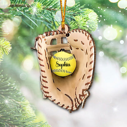 Love Baseball - Personalized Softball Ornament