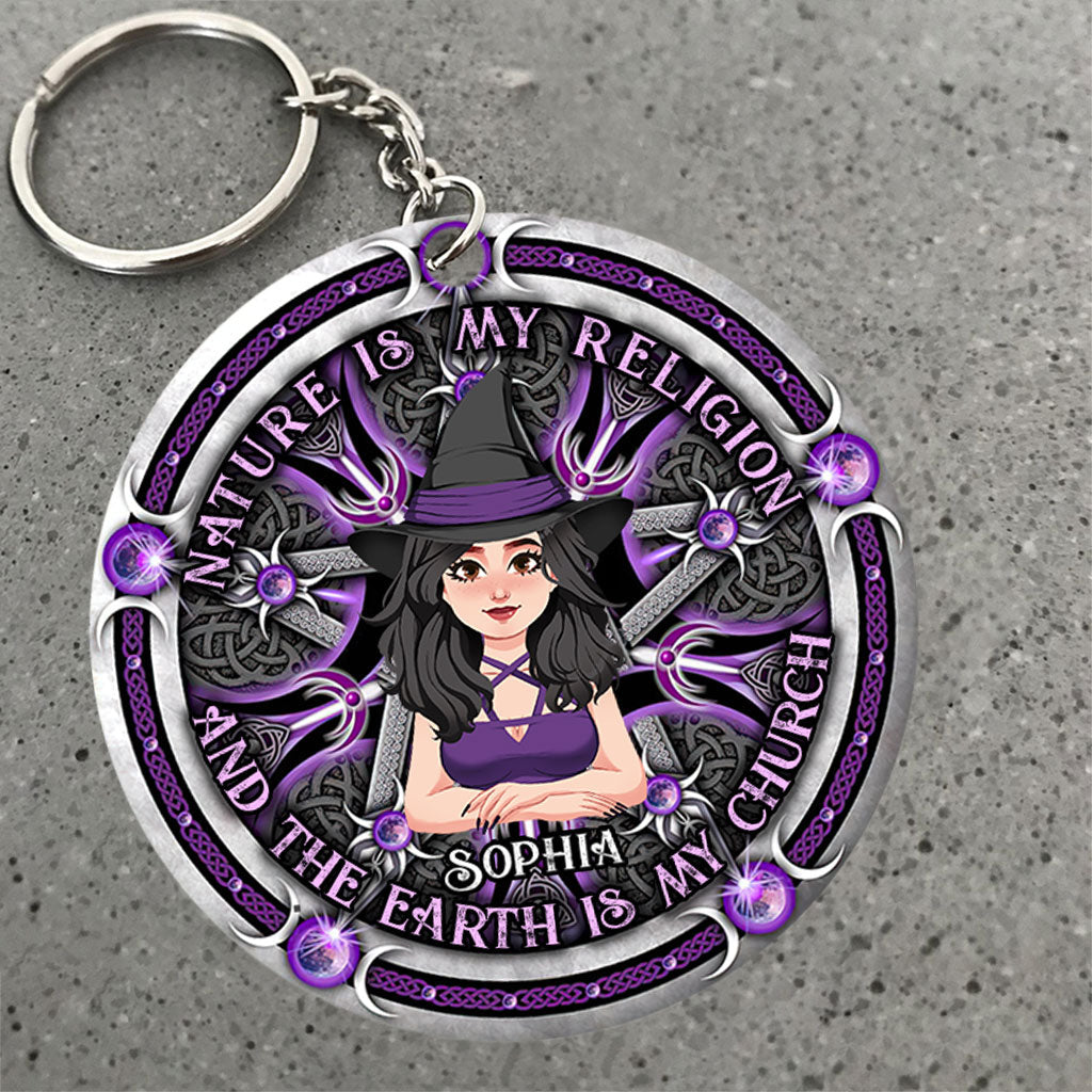 Nature Is My Religion - Personalized Witch Keychain