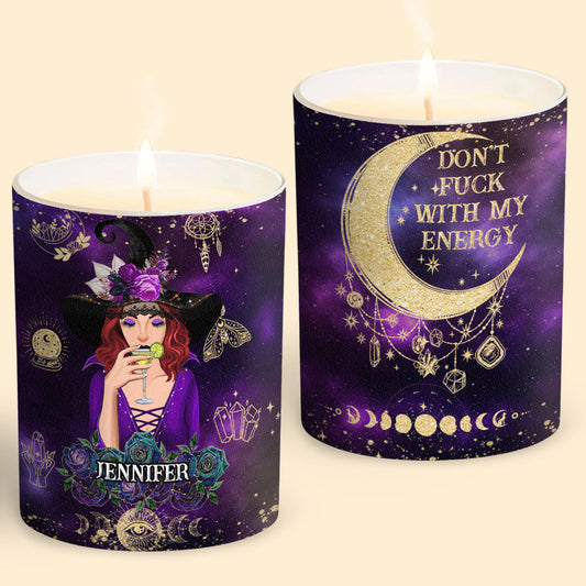 Don't F With My Energy - Personalized Witch Candle With Wooden Lid