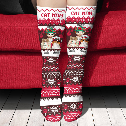 Cat mom/ Dog mom/ Fur Mom/ Cat Dad/ Dog Dad Ugly Pattern - Personalized Dog Socks