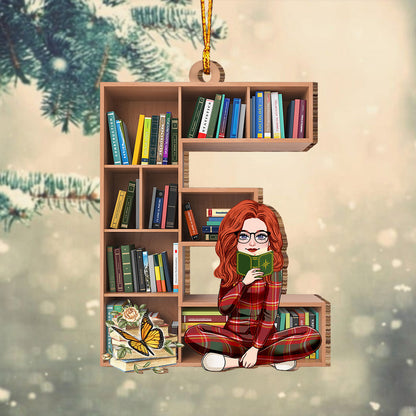 Bookshelf Ornament With Alphabet & Numbers - Personalized Book Ornament