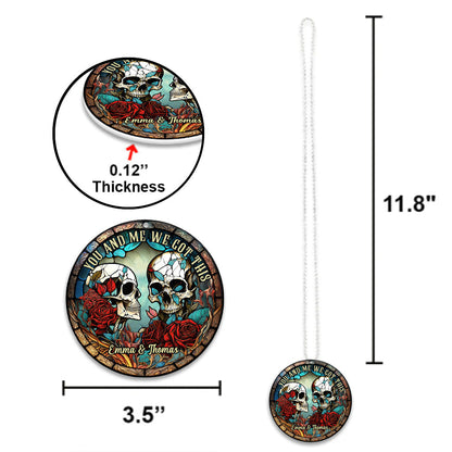 Skull Couple - Personalized Skull Car Ornament