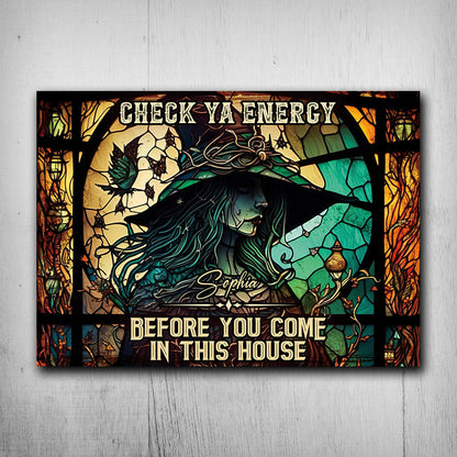 Check Ya Energy - Personalized Witch Rectangle Metal Sign