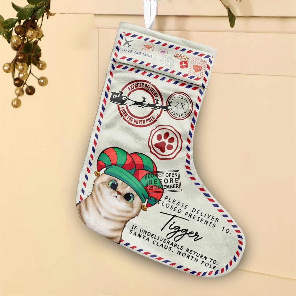 North Pole Express Santa Delivery - Personalized Cat Christmas Stockings