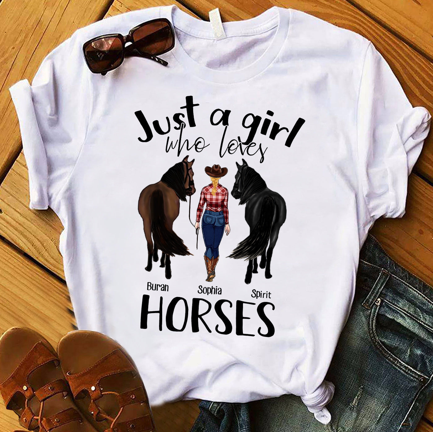 Just A Girl Who Loves Horses - Personalized Horse T-shirt and Hoodie