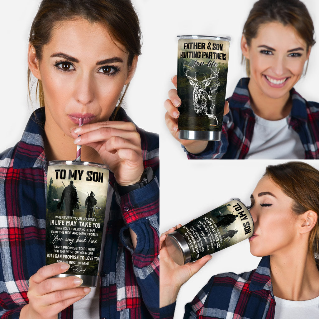 Father And Son Hunting Partners For Life - Personalized Hunting Tumbler