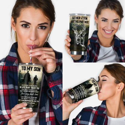 Father And Son Hunting Partners For Life - Personalized Hunting Tumbler