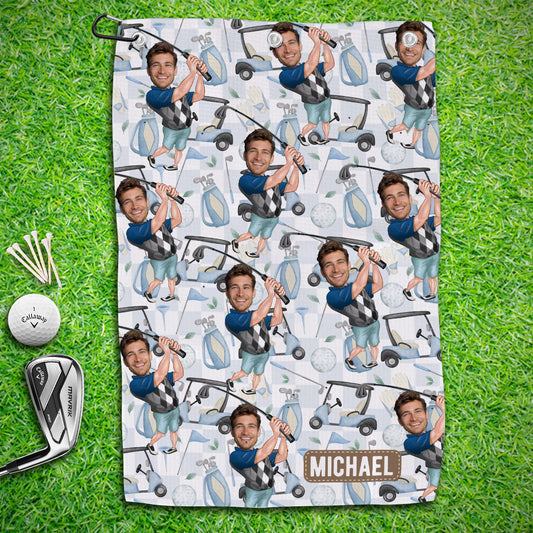 Photo Inserted Funny Golfer - Personalized Golf Golf Towel