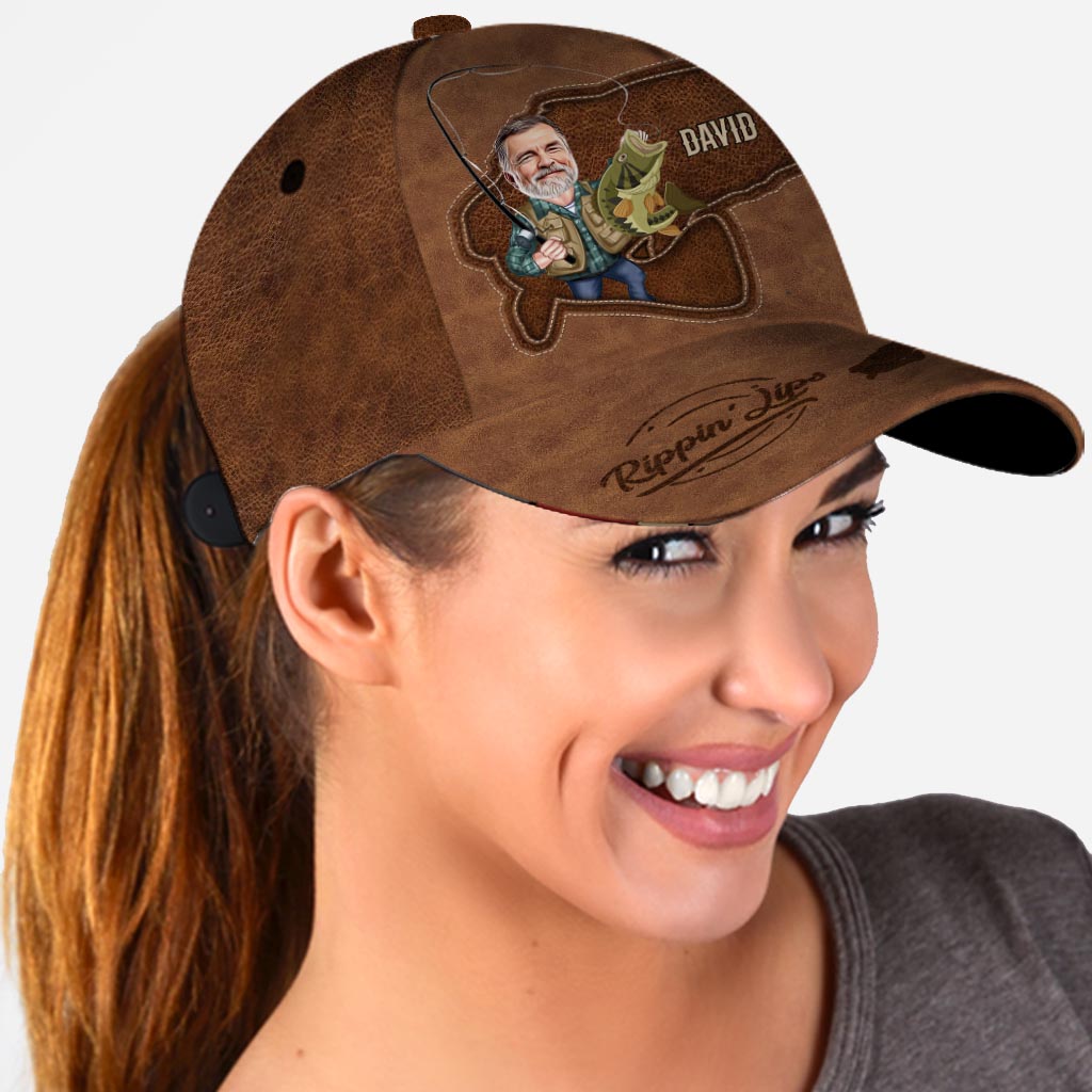 Photo Inserted Funny Fishing Rippin' Lips - Personalized Fishing Classic Cap