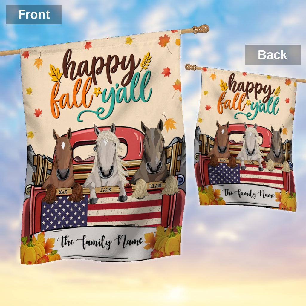 Happy Fall Y'all - Personalized Horse House Flag