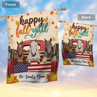 Happy Fall Y'all - Personalized Horse House Flag