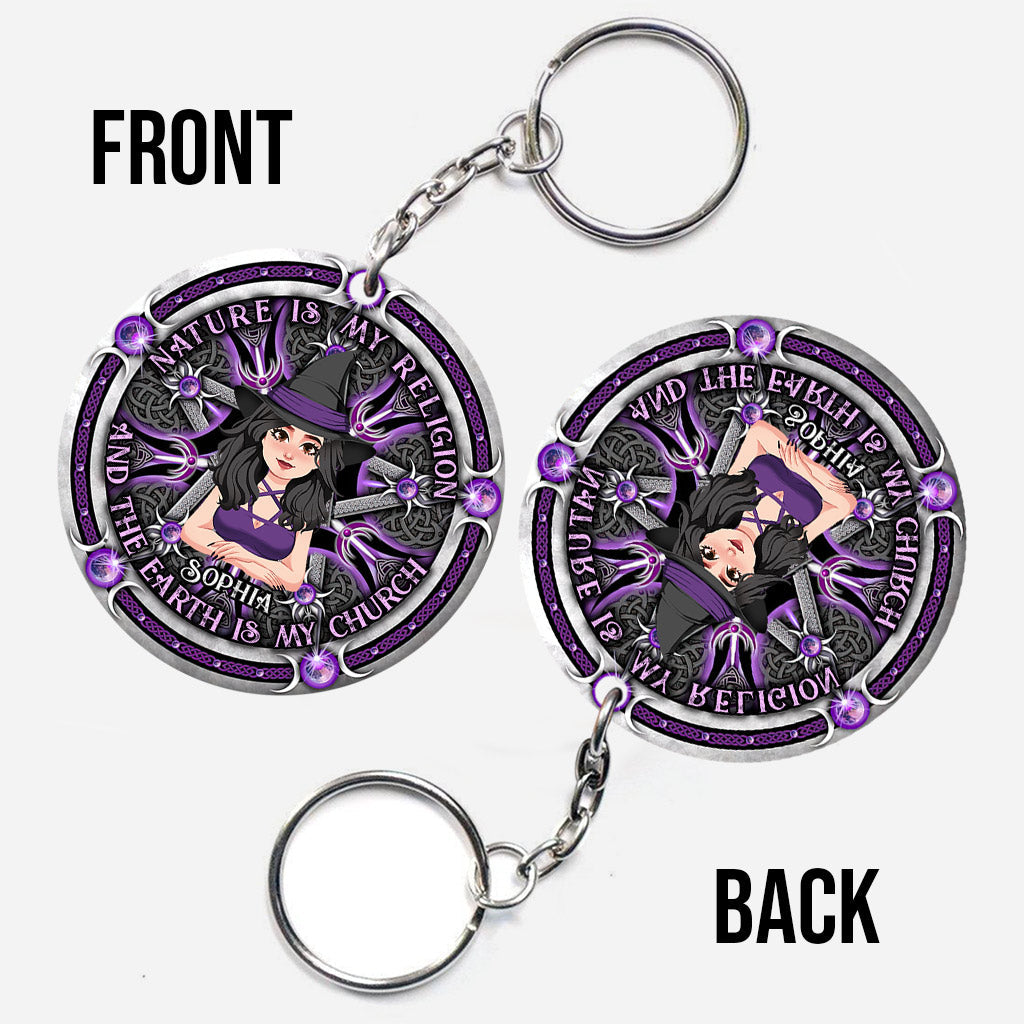 Nature Is My Religion - Personalized Witch Keychain