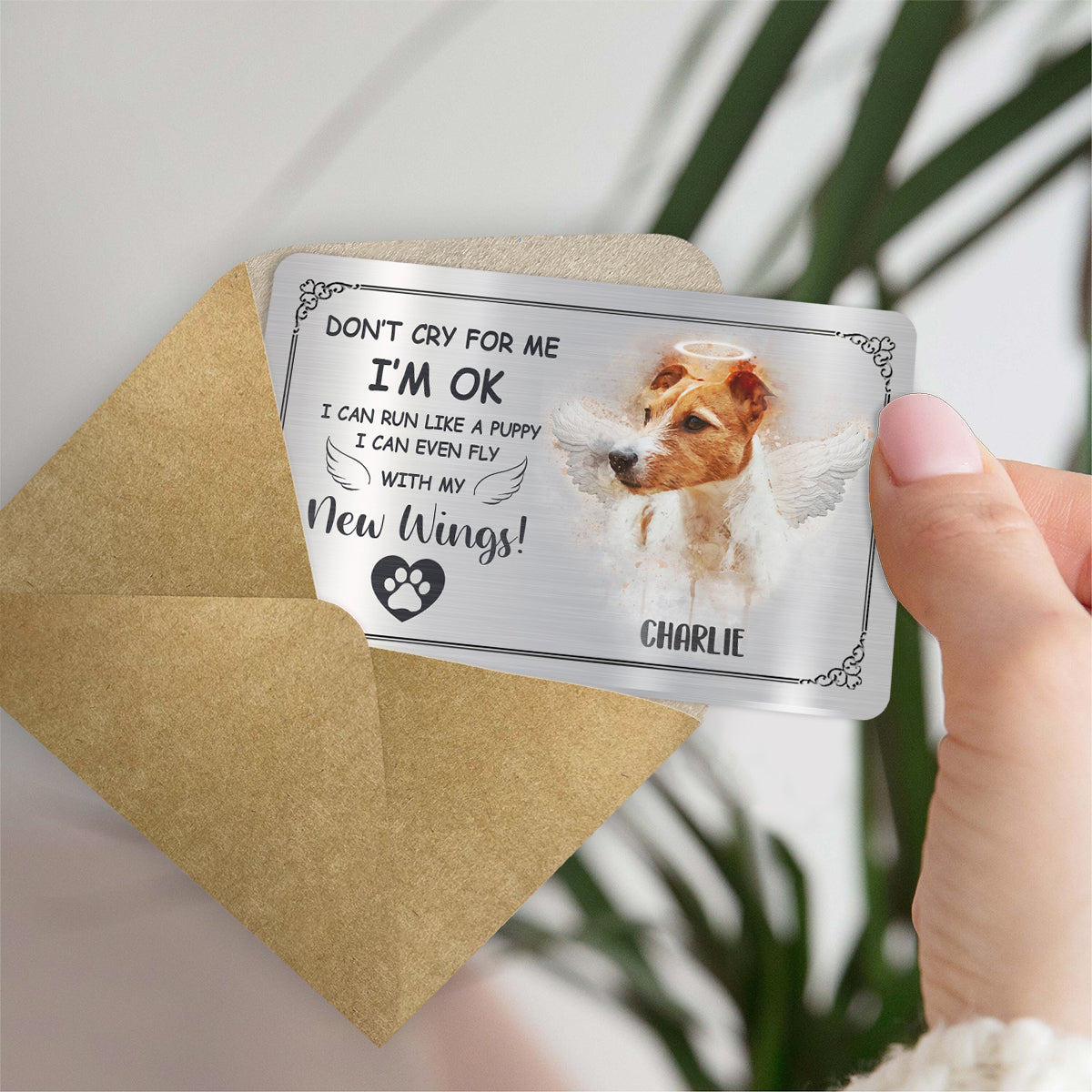 Don't Cry For Me I'm OK - Personalized Dog Wallet Insert Card