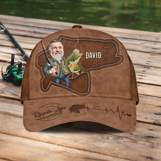 Photo Inserted Funny Fishing Rippin' Lips - Personalized Fishing Classic Cap
