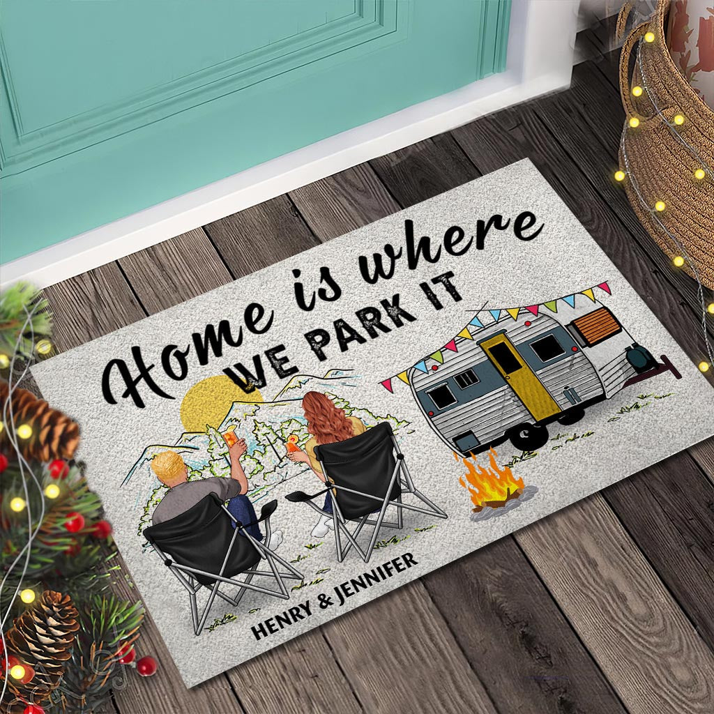 Home Is Where We Park It - Personalized Camping Doormat