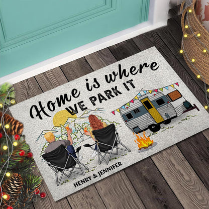 Home Is Where We Park It - Personalized Camping Doormat
