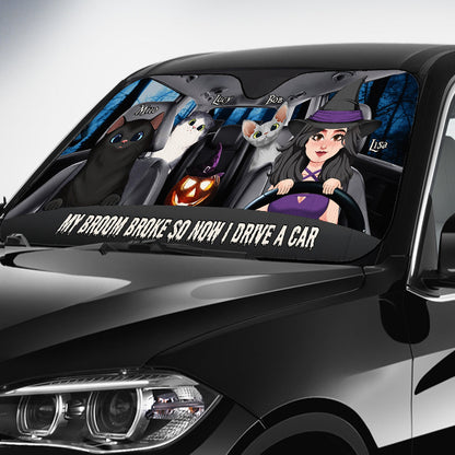 My Broom Broke - Personalized Witch Car Sunshade