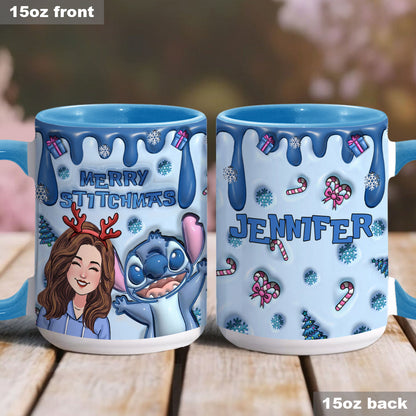 Ohana Merry Stitchmas - Personalized Ohana Accent Mug