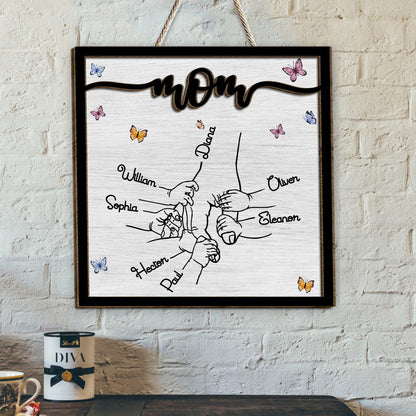 Hold My Hand - Personalized Grandma 2 Layered Wood Sign / Wood Plaque