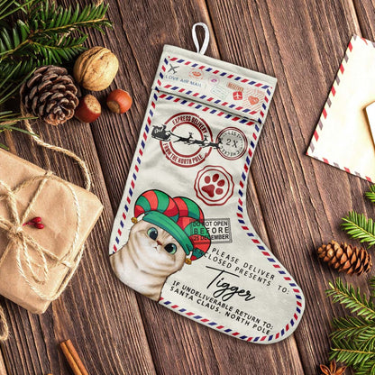 North Pole Express Santa Delivery - Personalized Cat Christmas Stockings