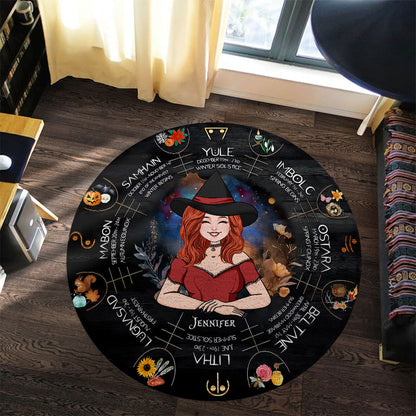 Wheel Of The Year - Personalized Witch Round Rug