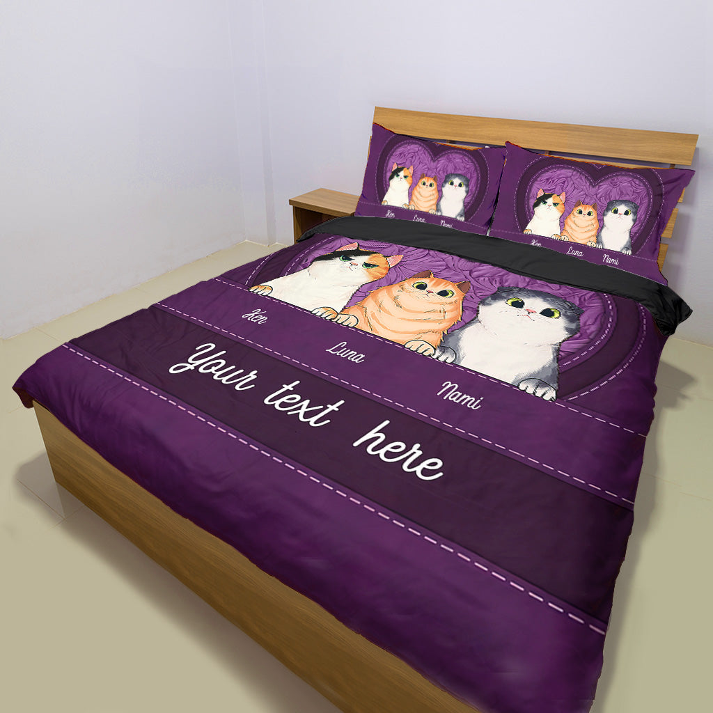 Cats In My Heart - Personalized Cat Bedding Set