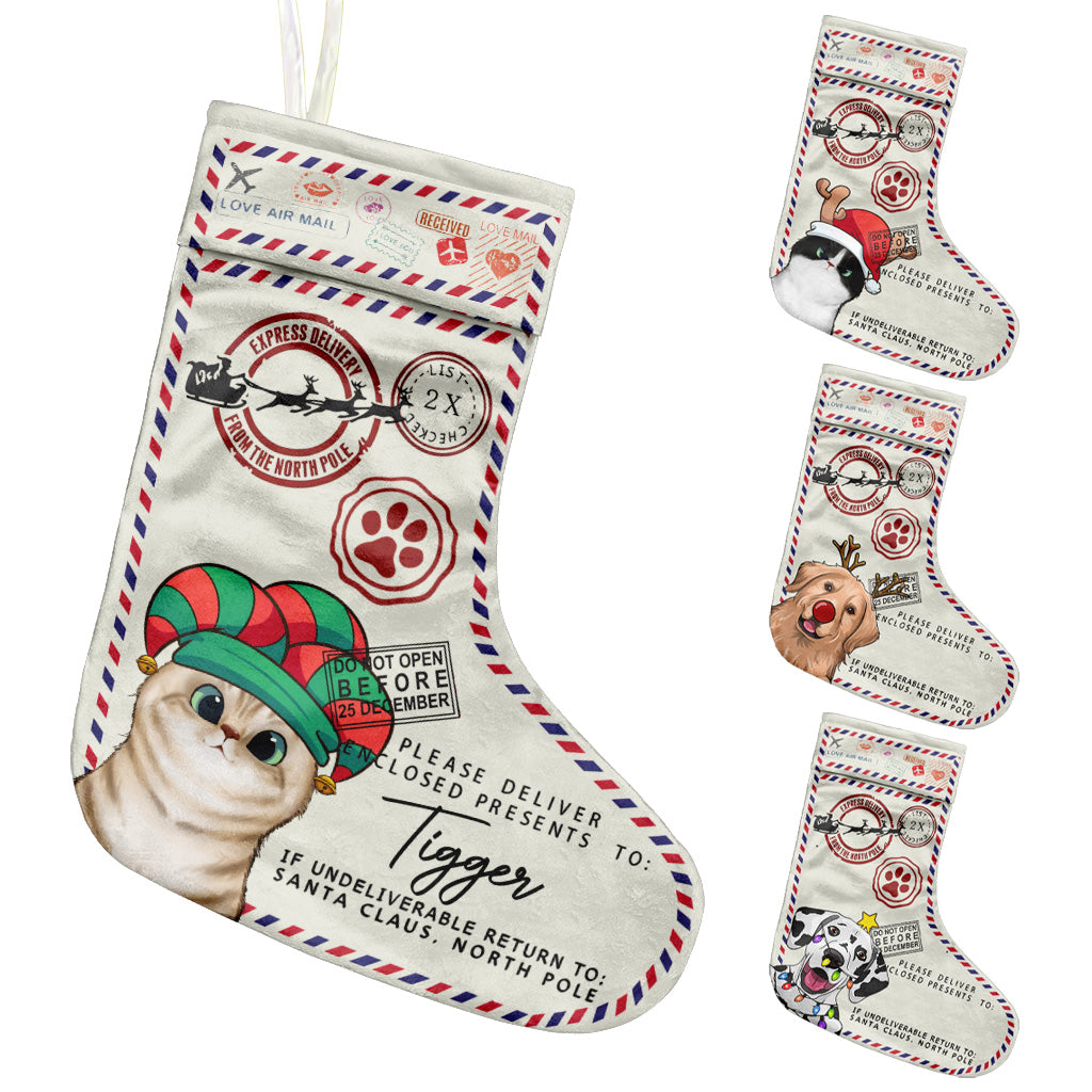North Pole Express Santa Delivery - Personalized Cat Christmas Stockings