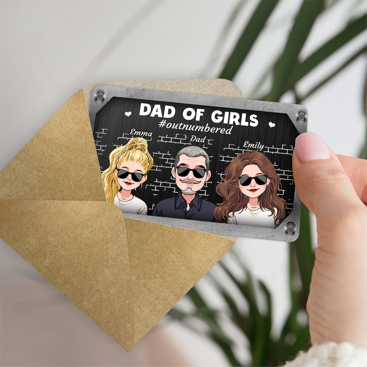 Dad Of Girls - Personalized Father Wallet Insert Card