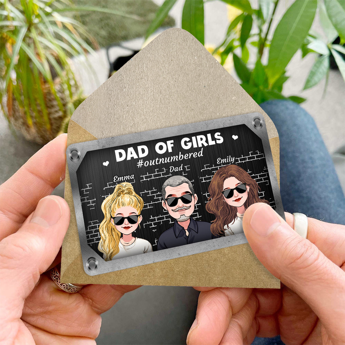 Dad Of Girls - Personalized Father Wallet Insert Card