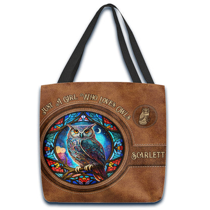 Beautiful Owl Moon Stained Glass - Personalized Owl Tote Bag